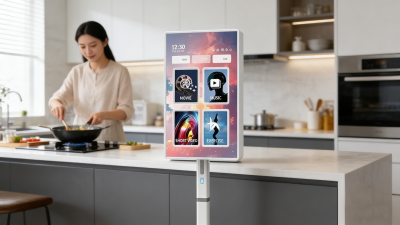 Portable Smart TV for Kitchen Use: Smart Display for Cooking & Online Classes